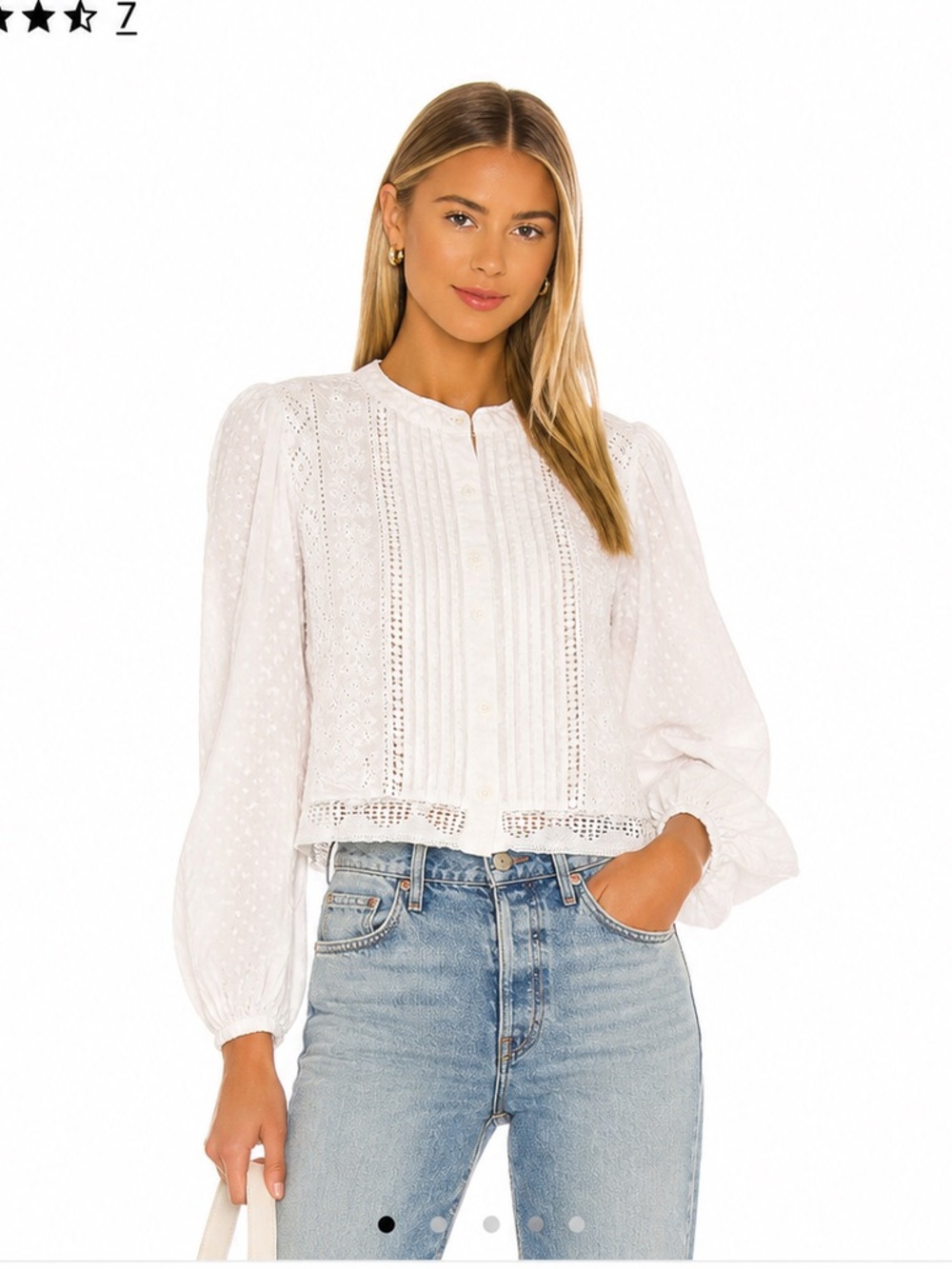 INDUSTRY white eyelet embroidered blouse  Button-Front  top